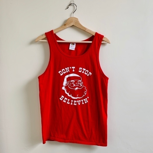 Fruit of the Loom “Don’t Stop Believin” Red Tank - Picture 2 of 7